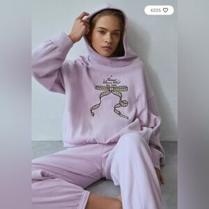 Brand New Super Soft Lilac Hoodie with Bow Graphic